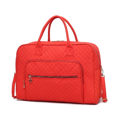 Shop Mkf Collection By Mia K Jayla Solid Quilted Cotton Women's Duffle Bag By Mia K In Orange