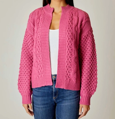 Shop Design History Long Sleeve Open Front Cardi In French Rose In Pink