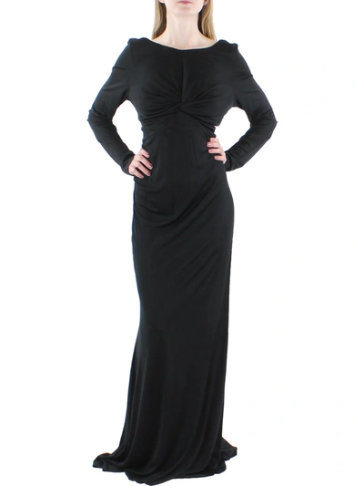 Shop Donna Karan Womens Knit Long Sleeves Evening Dress In Black
