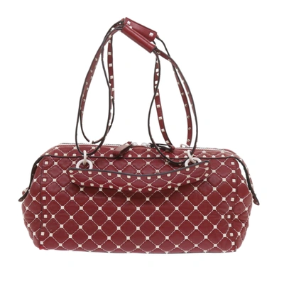Shop Valentino Rockstud Leather Shoulder Bag () In Red