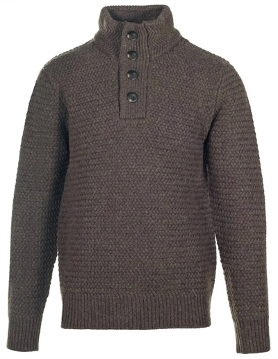Schott Military Henley Sweater In Brown