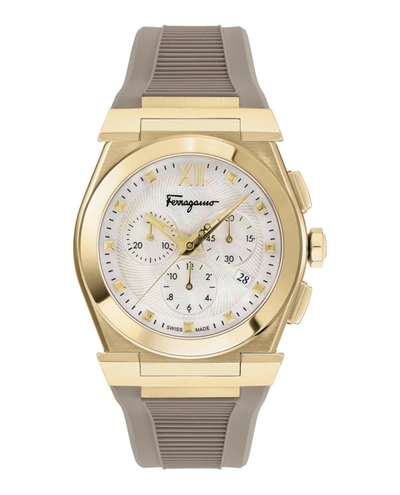 Shop Ferragamo Vega Chrono Mother Of Pearl Watch In Gold