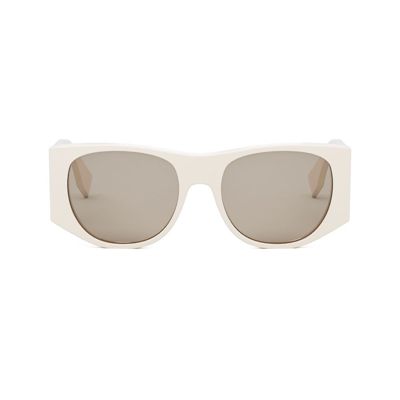 Shop Fendi Eyewear Rectangle Frame Sunglasses In White