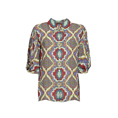 Shop Etro Graphic Printed Straight Hem Cady Blouse In Multi