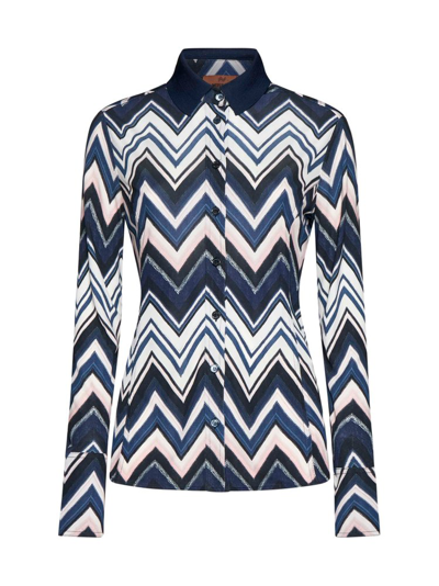 Shop Missoni Zigzag Printed Long Sleeved Shirt In Multi