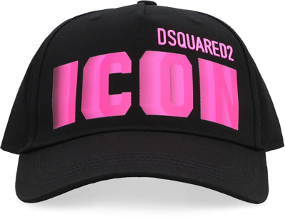 Shop Dsquared2 Logo Printed Curved Peak Baseball Cap In Black