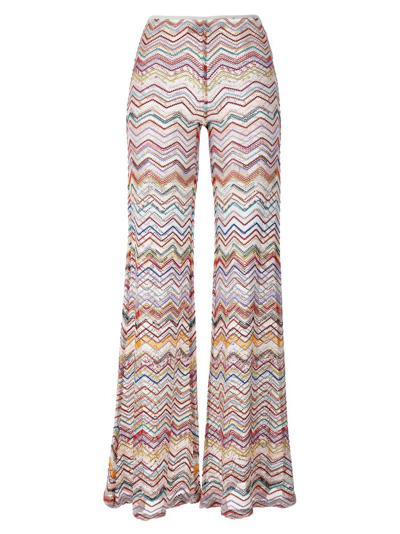 Shop Missoni Zigzag Lurex Knitted Flared Pants In Multi