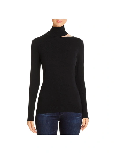 Shop Elie Tahari Vita Womens Ribbed Trim Knit Mock Turtleneck Sweater In Black
