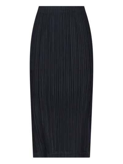Shop Issey Miyake Pleats Please  Elasticated Waistband Pleated Skirt In Black
