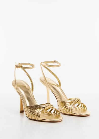 Shop Mango Strappy Heeled Sandals Gold