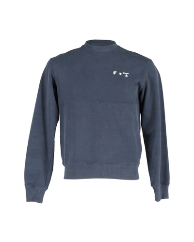Shop Off-white Logo Sweatshirt In Navy Blue Cotton