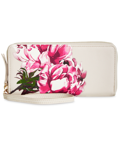 Shop Inc International Concepts Hazell Zip Around Floral Wristlet, Created For Macy's In Ruby Bouquet
