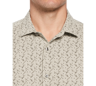 Shop Perry Ellis Men's Geo Print Double Face Long Sleeve Button-front Shirt In Almond Milk