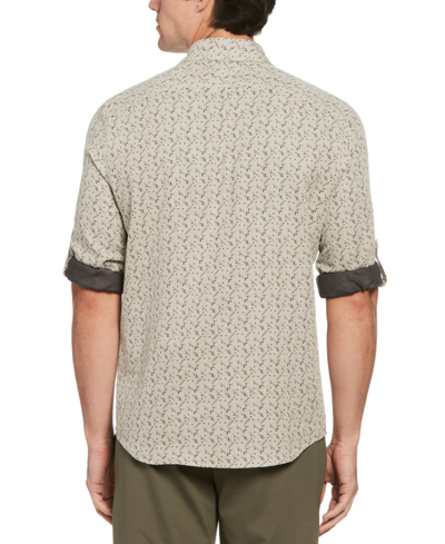 Shop Perry Ellis Men's Geo Print Double Face Long Sleeve Button-front Shirt In Almond Milk