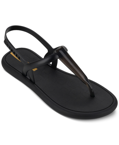 Shop Ipanema Glossy Casual Flat Thong Sandals In Black
