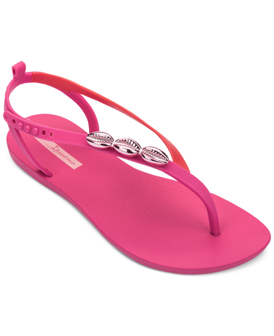 Shop Ipanema Salty Ii Metallic Shell Detail Thong Sandals In Pink