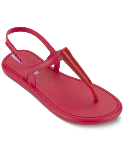 Shop Ipanema Glossy Casual Flat Thong Sandals In Red