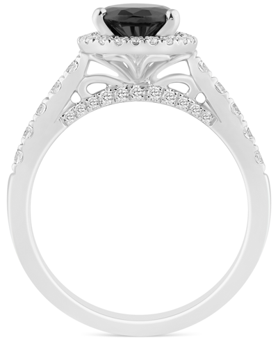 Shop Macy's Black & White Diamond Pear Halo Engagement Ring (2-1/2 Ct. T.w.) In 14k White Gold