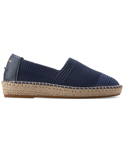 Shop Cole Haan Women's Cloudfeel Espadrille Ii Slip-on Flats In White,blue Wing Teal,chocolate