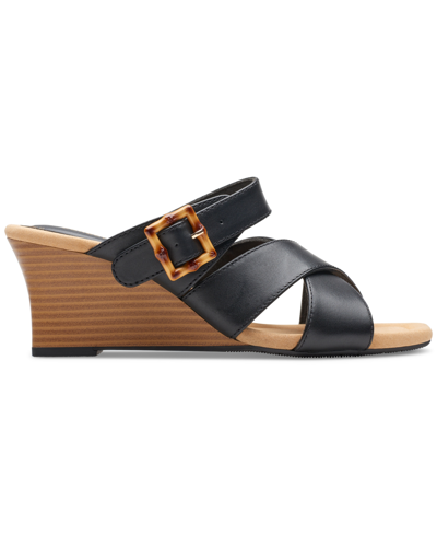 Shop Clarks Women's Kyarra Judi Strappy Slip-on Wedge Sandals In Tan
