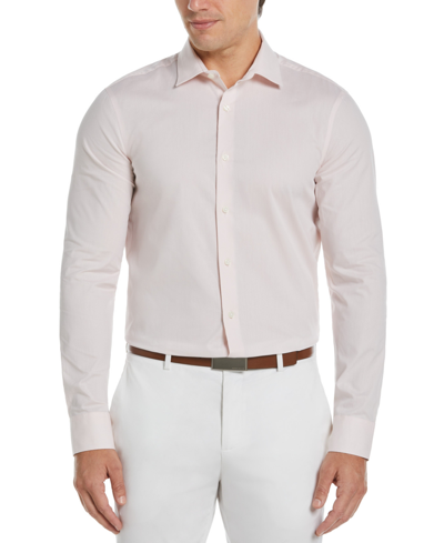 Shop Perry Ellis Men's Slim-fit Dobby Long Sleeve Button-front Shirt In Sepia Rose