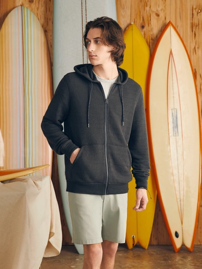 Shop Faherty Whitewater Full Zip Hoodie In Washed Black
