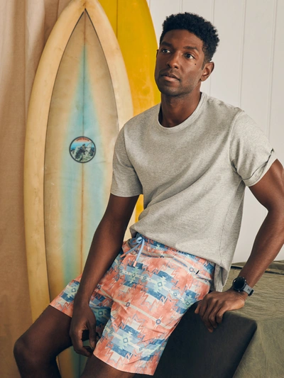 Faherty Shorelite Printed Drawstring 7 Swim Trunks In Water Color Star Nation