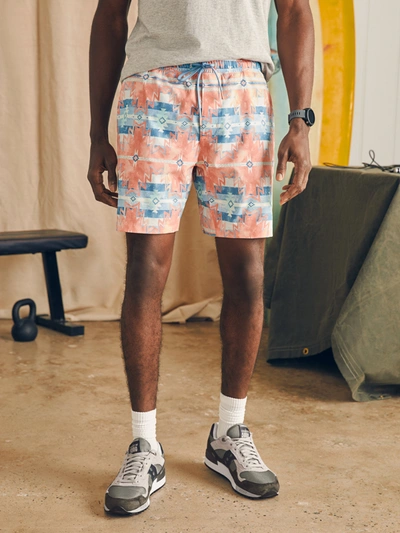 Faherty Shorelite Printed Drawstring 7 Swim Trunks In Water Color Star Nation