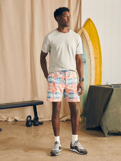 Faherty Shorelite Printed Drawstring 7 Swim Trunks In Water Color Star Nation