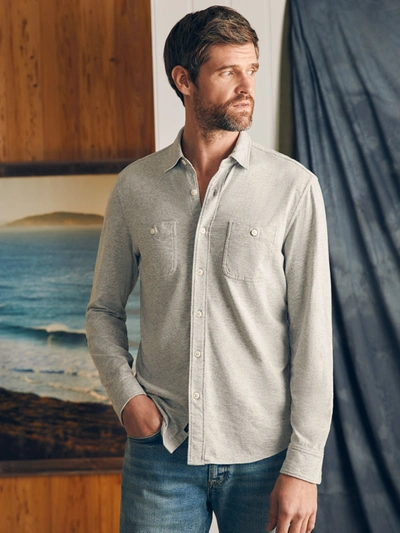 Shop Faherty Sunwashed Knit Shirt In Heather Grey