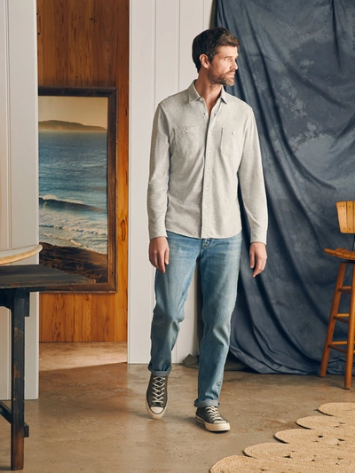 Shop Faherty Sunwashed Knit Shirt In Heather Grey