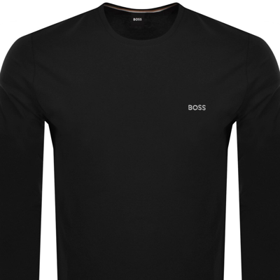 Hugo Boss Long-sleeved T-shirt In Stretch Cotton With Logo Detail In Black