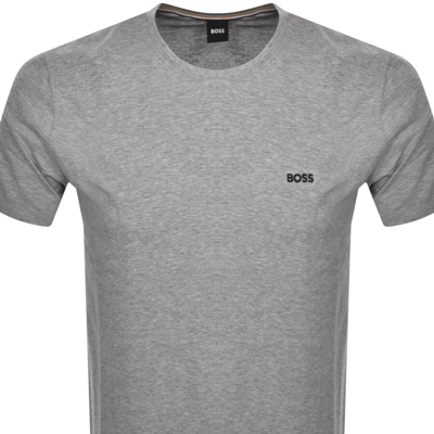 Hugo Boss Mens Boss Logo-embroidered Regular-fit Stretch-cotton T-shirt In Gray