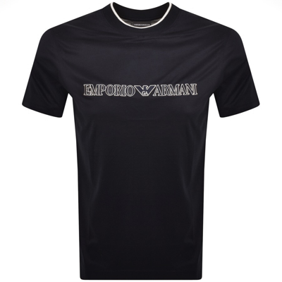 Shop Armani Collezioni Emporio Armani Logo T Shirt Navy