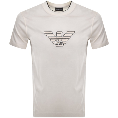 Shop Armani Collezioni Emporio Armani Logo T Shirt Cream