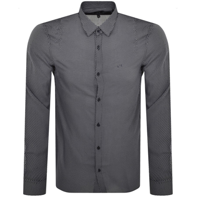 Shop Armani Exchange Long Sleeve Shirt Navy