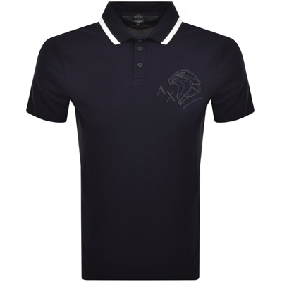 Shop Armani Exchange Logo Polo T Shirt Navy