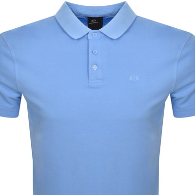 Shop Armani Exchange Logo Polo T Shirt Blue