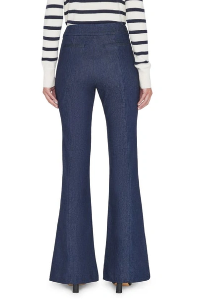 Shop Frame Pleated Flare Denim Pants In Rinse