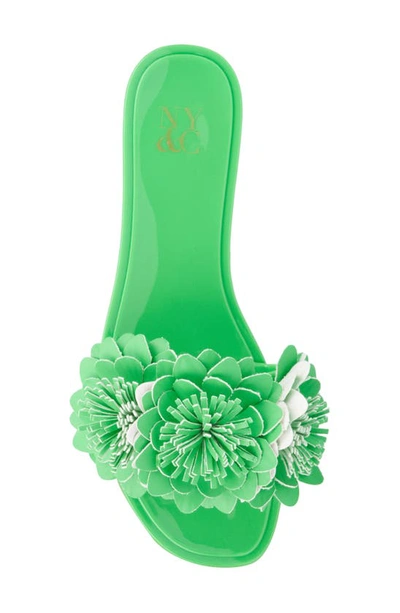 Shop New York And Company Anella 3d Flower Slide Sandal In Green