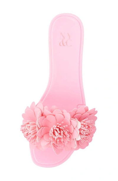 Shop New York And Company Anella 3d Flower Slide Sandal In Pink