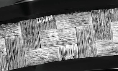 Blackjack Crosshatch Two-tone Band Ring In Silver Carbon Fiber