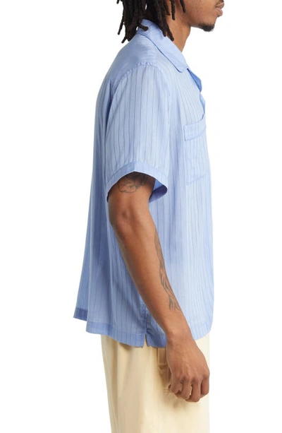 Shop Saturdays Surf Nyc Cameron Stripe Short Sleeve Shirt In Hydrangea