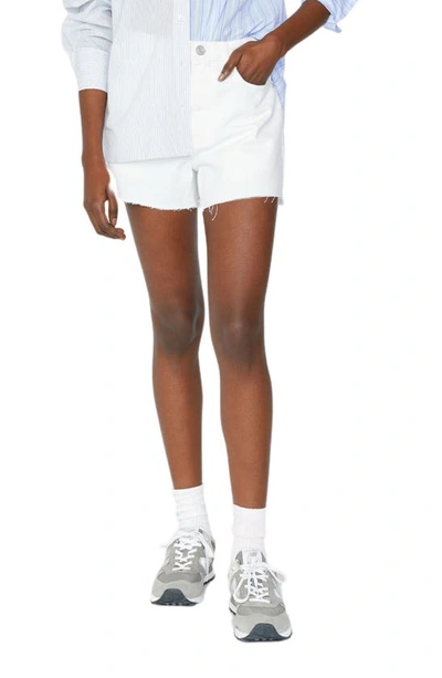 Shop Frame Le Brigette High Waist Raw Edge Denim Shorts In Blanc