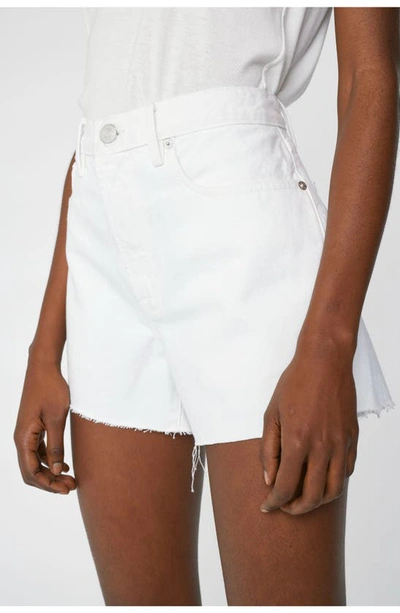 Shop Frame Le Brigette High Waist Raw Edge Denim Shorts In Blanc