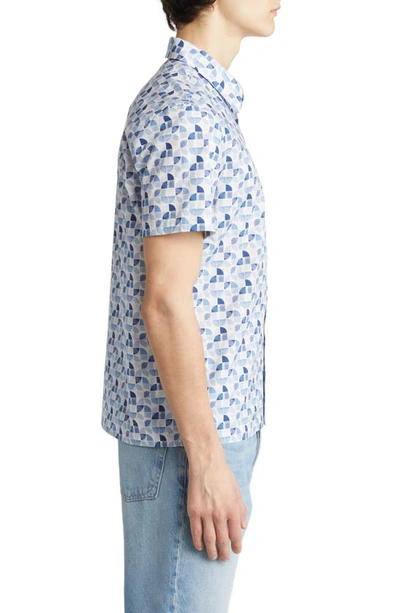 Shop Apc Leandre Short Sleeve Button-up Shirt In Bleu