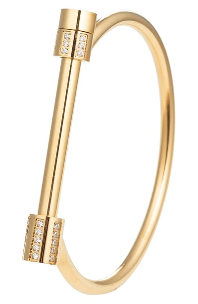 Shop Eye Candy Los Angeles Krystal Titanium Pavé Cz Cuff Bracelet In Gold