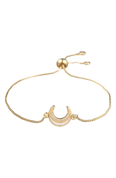 Eye Candy Los Angeles Juliette Set Of 3 Cubic Zirconia Moon, Heart & Bar Slider Bracelets In Gold