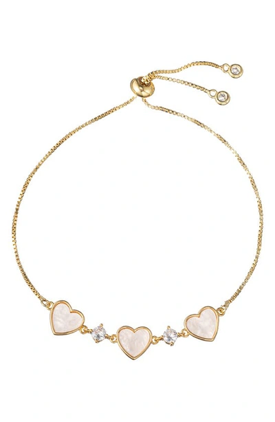 Eye Candy Los Angeles Juliette Set Of 3 Cubic Zirconia Moon, Heart & Bar Slider Bracelets In Gold