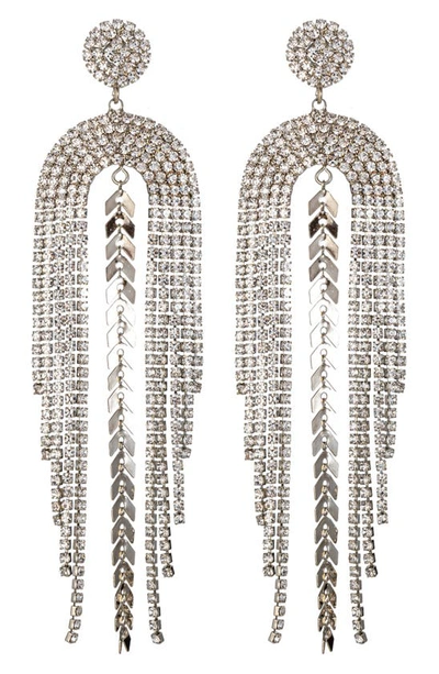 Shop Eye Candy Los Angeles Piper Crystal Fringe Statement Earrings In Silver